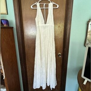 Elegant White Cotton Lace Dress